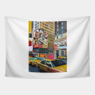 New York, Taxis and Billboards Tapestry