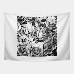 Black and white Roses Sketch Tapestry