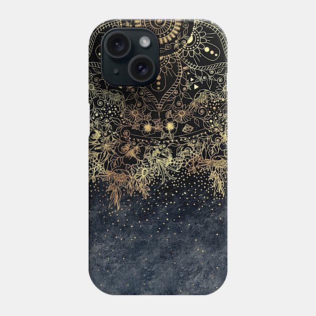 Stylish Gold floral mandala and confetti Phone Case by InovArtS