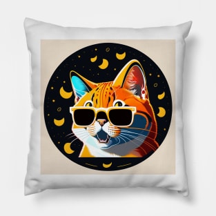 Cat lover happy cat wearing shades Pillow