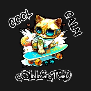 Skateboard Cat Sunglasses T-Shirt