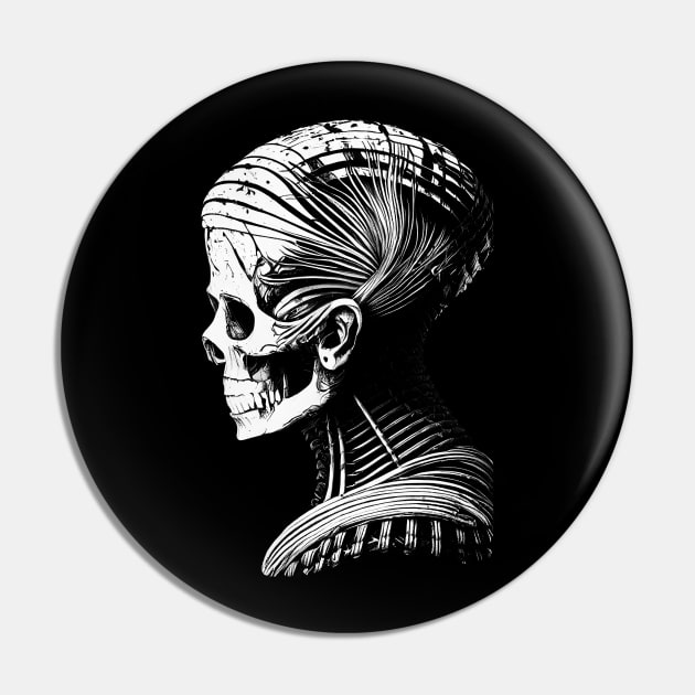 Mummy Skull Side View (for dark backgrounds) Pin by JDTee