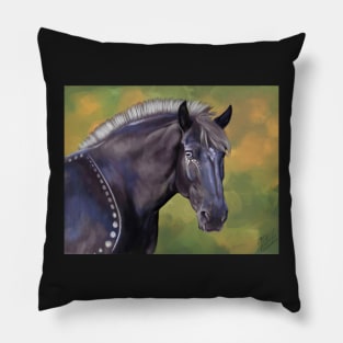 Painted Black Percheron Pillow