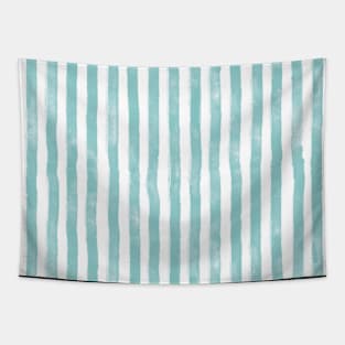 Beach day watercolor stripes in soft turquoise Tapestry