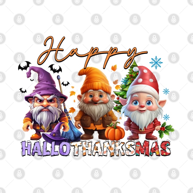 Happy Hallothanksmas Gnomes #1 by Chromatic Fusion Studio