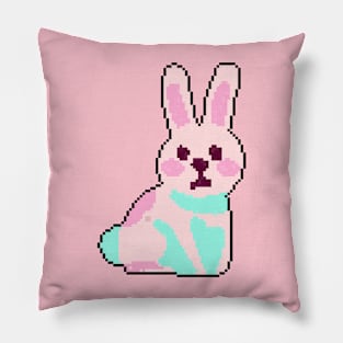 Fluffy Friends: Pixel Art Rabbit Illustration for Casual Wear Pillow