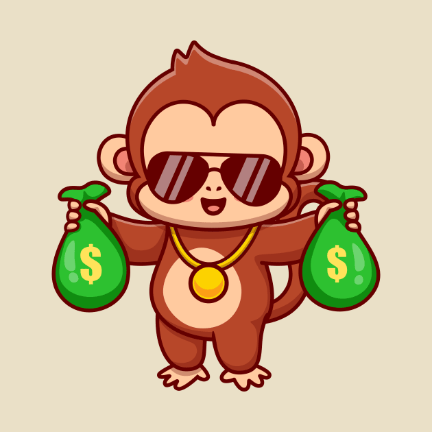 Cool Monkey Holding Money Bag Cartoon by Catalyst Labs