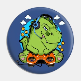 dinosaur t rex gamer, game addicts Pin