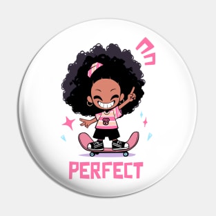 Happy Girl on Skateboard. Perfect Pin