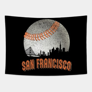 San Francisco Vintage Skyline Baseball For Gameday Tapestry