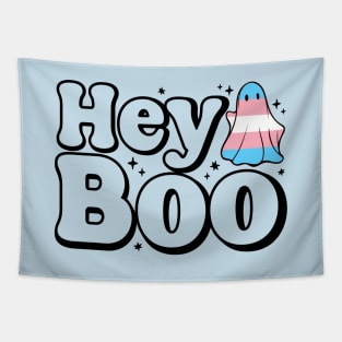 Hey Boo trans pride halloween ghost Tapestry