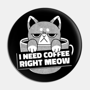 I Need Coffee Andry Funny Cartoon Cat Pin