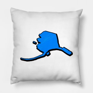 Bright Blue Alaska Outline Pillow