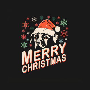 Funny Dog Santa Merry Christmas Vintage T-Shirt