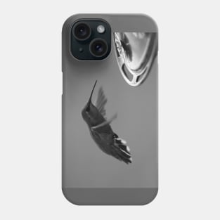 Hummingbird at Feeder Black and White 1 or 3 Phone Case