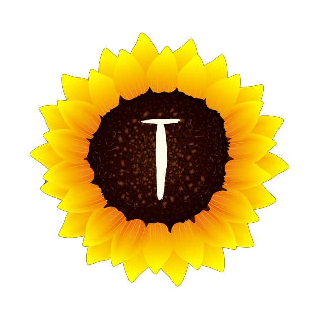 Floral Monogram T Bright Yellow Sunflower by floralmonogram