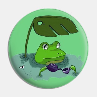 Tea Drinker Frog in the Pond Pin