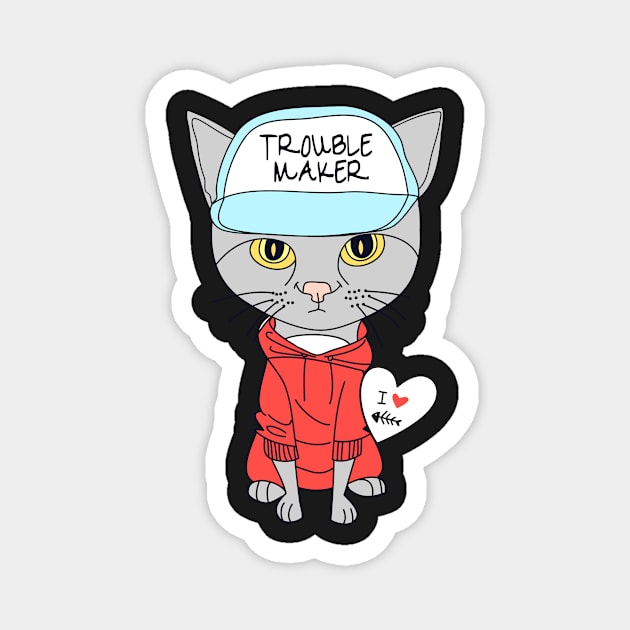 Cat the trouble maker Magnet by D3monic