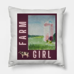 Farm Girl & Silo v3 Pillow