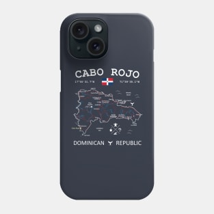 Cabo Rojo Dominican Republic Flag Travel Map Coordinates Roads Rivers and Oceans Phone Case