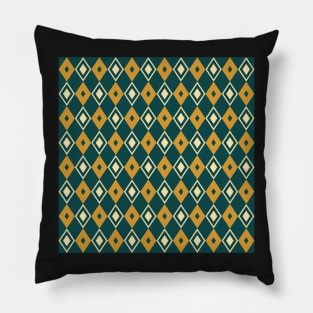 Teal and Yellow Harlequin Pattern Pillow