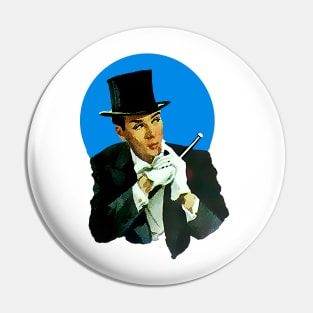 Show man in tailcoat, cane and top hat Pin