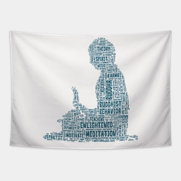 Buddha Travel Text Word Cloud Tapestry by Cubebox