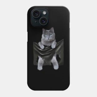 Russian blue Cat inside Pocket, Funny Cat Lover Phone Case