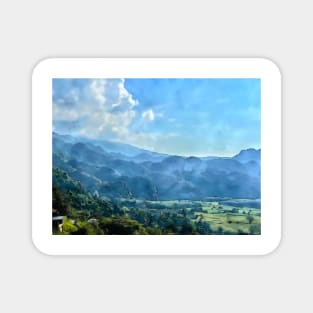 Mountain view of Northern of Thailand watercolor art Magnet