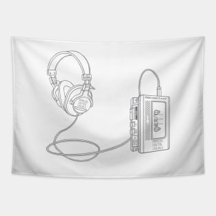 Portable Tape Player (Dark Silver Lines) Analog / Music Tapestry