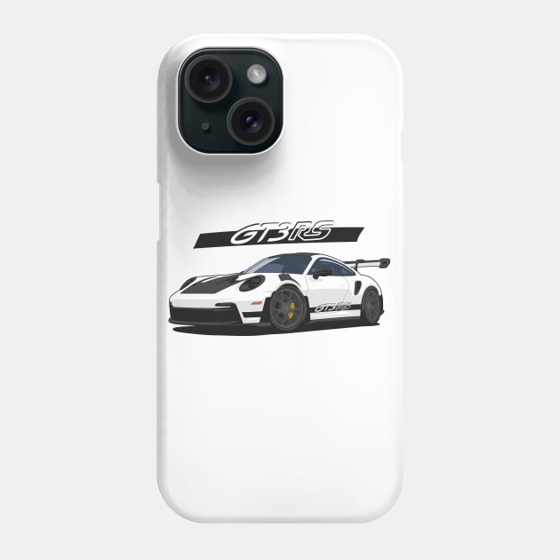 Car 911 gt3 rs white black Phone Case by creative.z