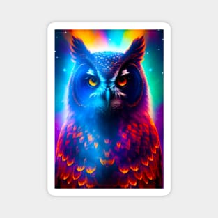 Vibrant Cosmic Owl Magnet