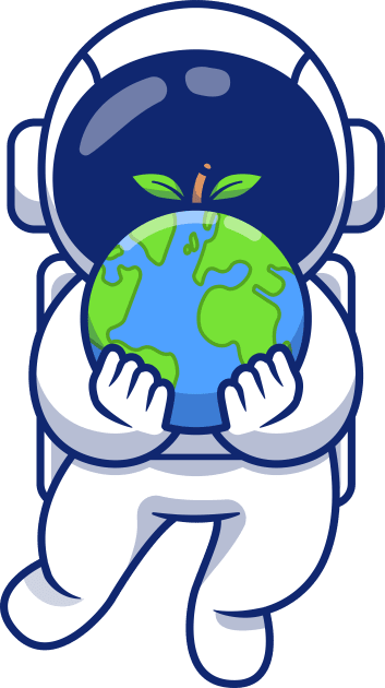 Cute Astronaut Holding Earth Kids T-Shirt by Catalyst Labs