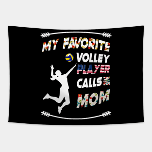 My Favorite Volleyball Player Calls Me Mom  vintage flower style Tapestry