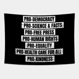 Pro Democracy, Science, Free Press, Human Rights, Equality, Health Care for All, Kindness Tapestry