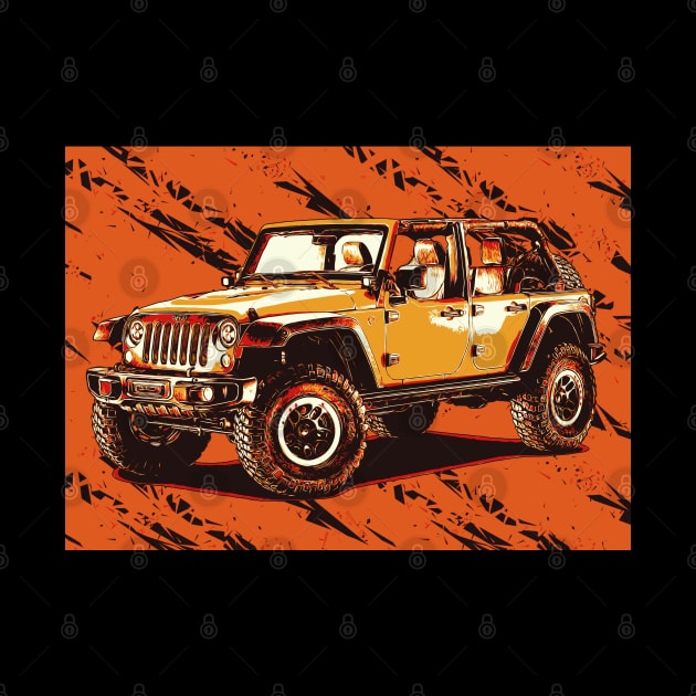 ORANGE JEEP WRANGLER SUV by Rezronauth