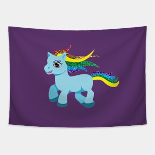 blue rainbow pony Tapestry