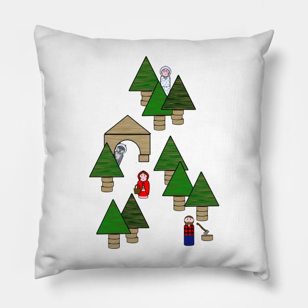 red riding hood peg people Pillow by B0red