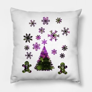 Kaleidoscope Christmas Green and Purple Pillow