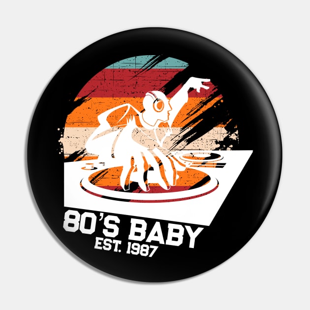 80's Baby Retro Music DJ Gift Pin by TheAparrelPub