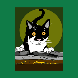 Cute Tuxedo Cat is up to mischief  Copyright TeAnne T-Shirt