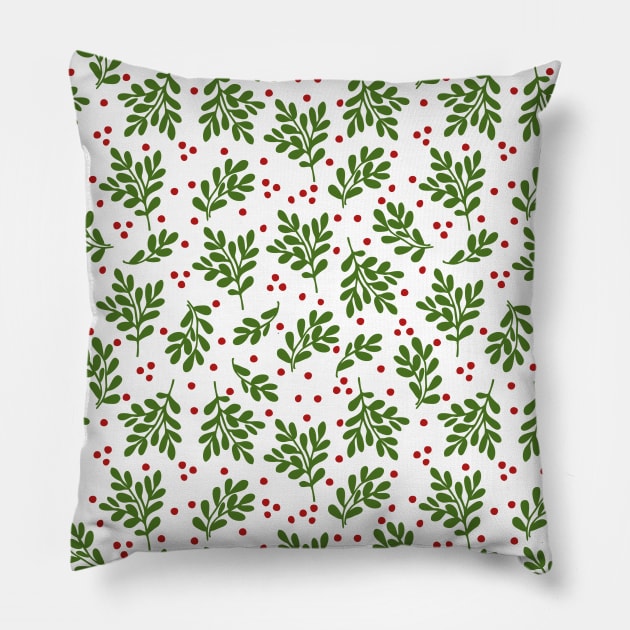 Christmas mistletoes  pattern Pillow by bimario