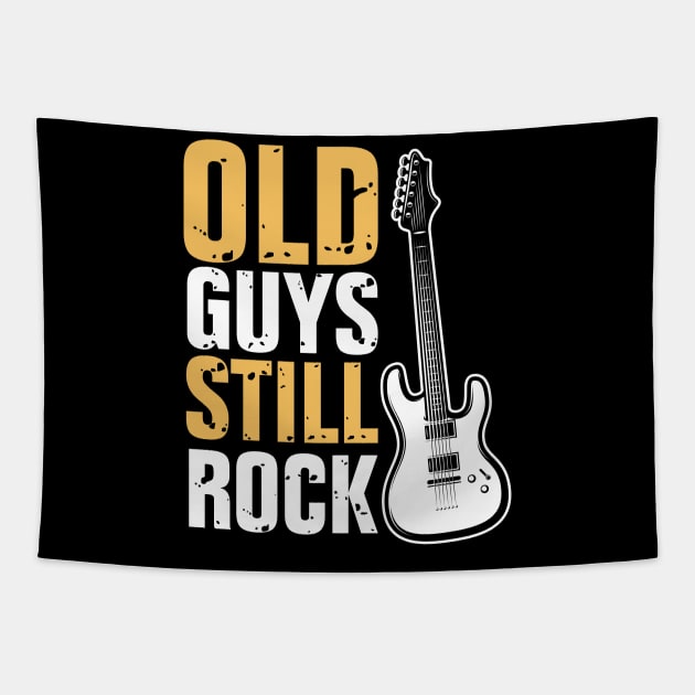 Funny Old Guys Still Rock Electric Guitar Guitarist Humor Tapestry by ArtedPool