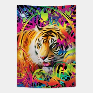 Tiger in the Jungle Tapestry