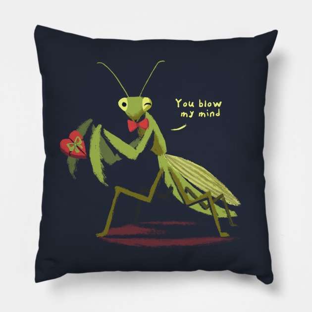 You blow my mind - Funny Valentine Praying Mantis - Cute Insect Pillow by BlancaVidal