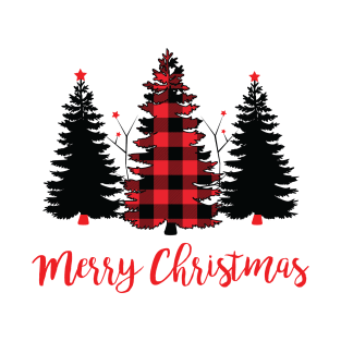 Christmas Red Plaid Trees T-Shirt