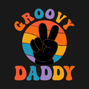 Vintage Groovy Daddy Peace Sign Love Hippie T-Shirt