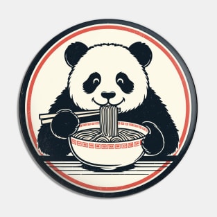 Panda Eating Ramen Retro Pin