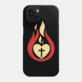 Burning Christian heart. Phone Case