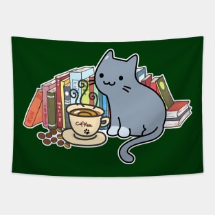 Thoughtful Whiskers - Cat Mews and Espresso Moments Tapestry